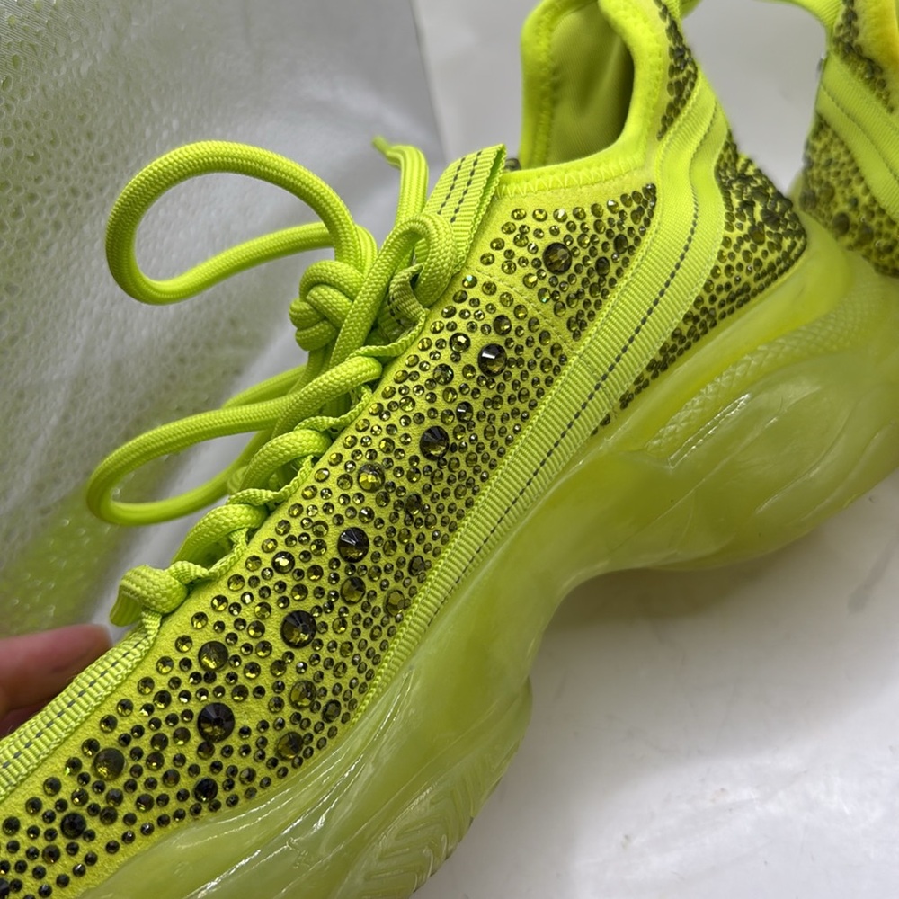 Steve Madden Maxima Athletic Shoes Sneakers Yellow Green Bedazzled Jewel Women 9 - Picture 13 of 14